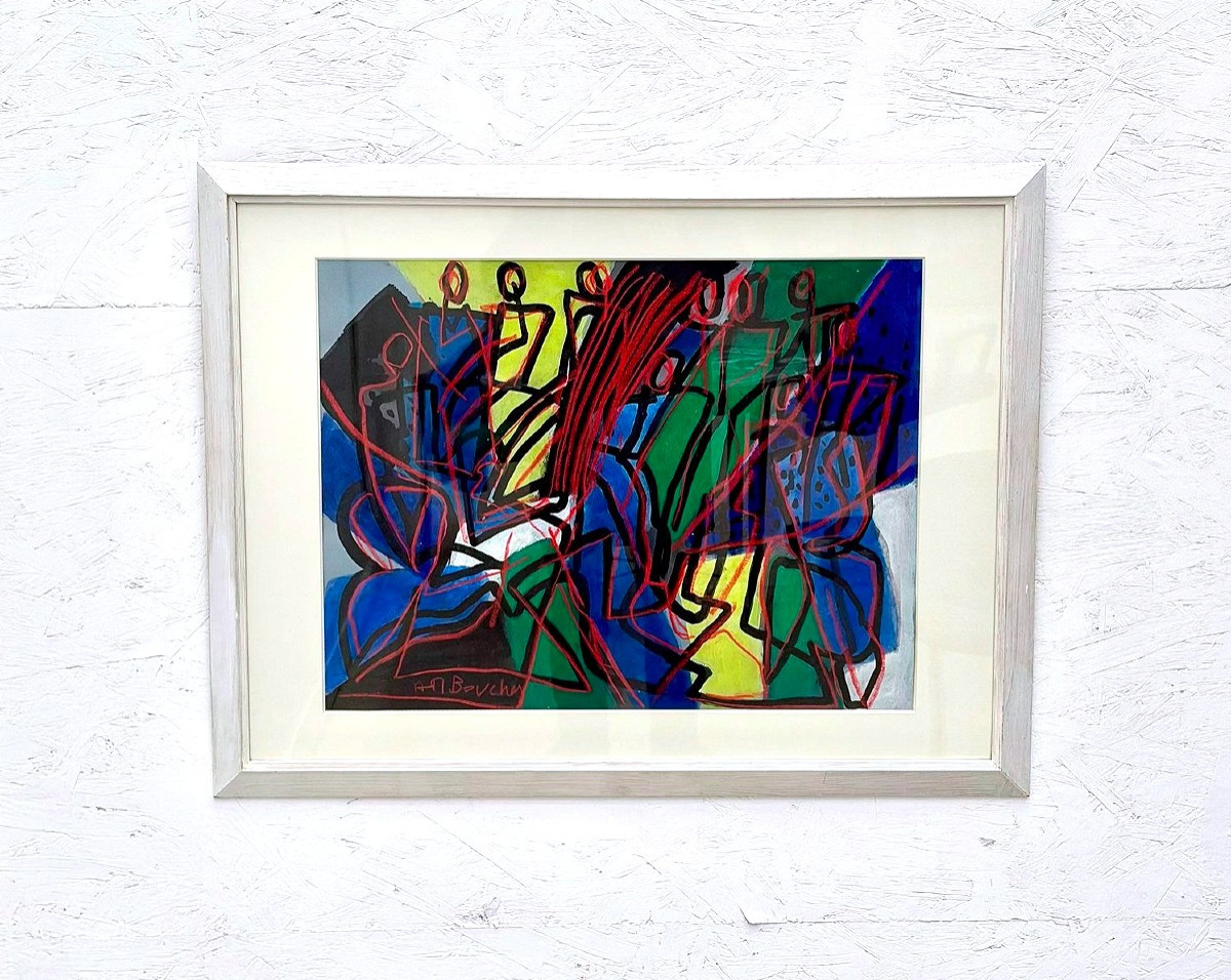 Peinture technique mixte sur papier de Alain Michel BOUCHER (1944-2020)  