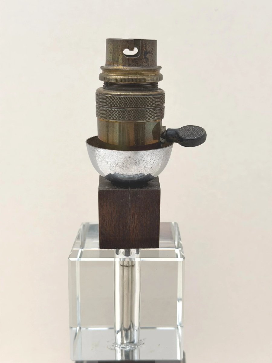 Pied de lampe moderniste ART DECO en bois et verre, France 1930  -photo-4