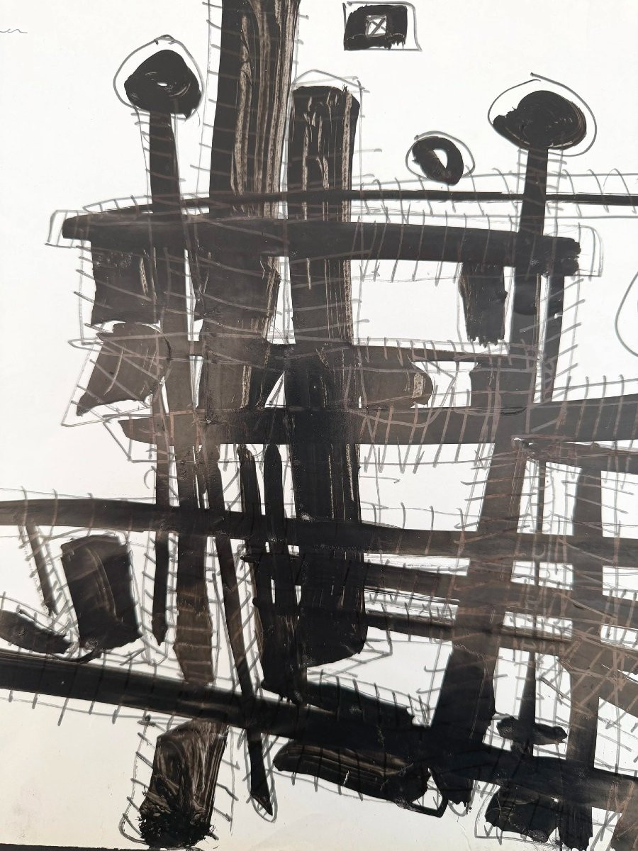 Mixed Media On Paper By Alain Michel Boucher (1944-2020), 1980-photo-2