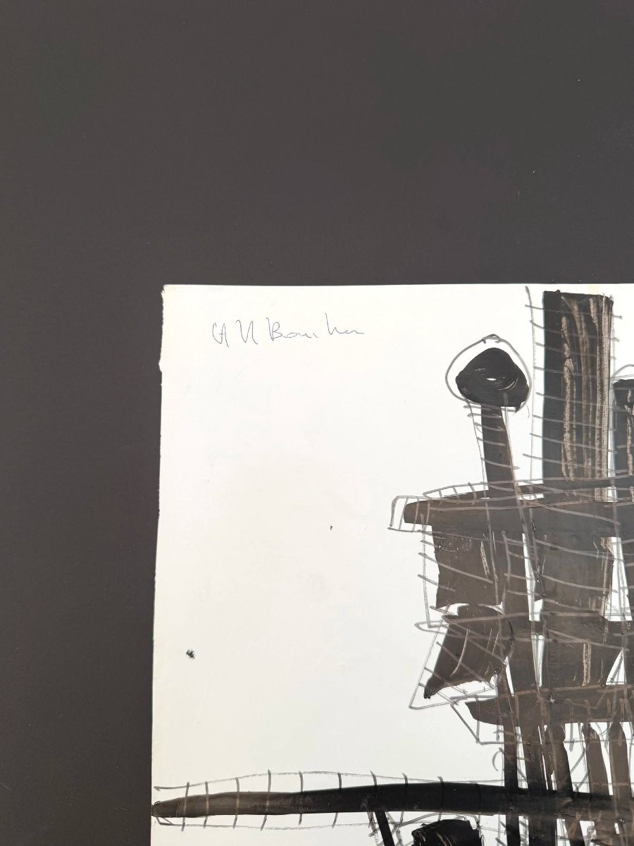 Mixed Media On Paper By Alain Michel Boucher (1944-2020), 1980-photo-3