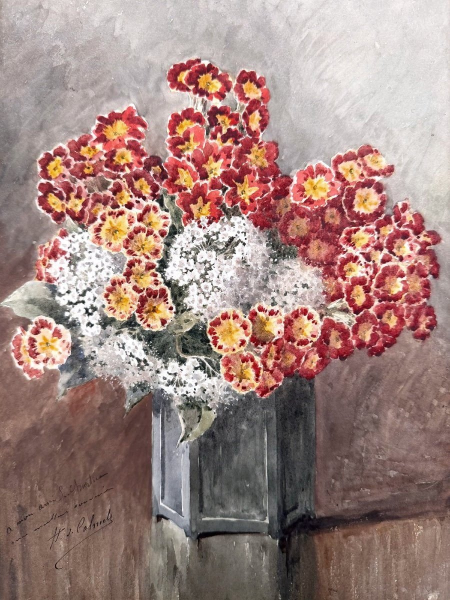 Watercolor On Paper By Henri De Calmels, 19th Century-photo-2