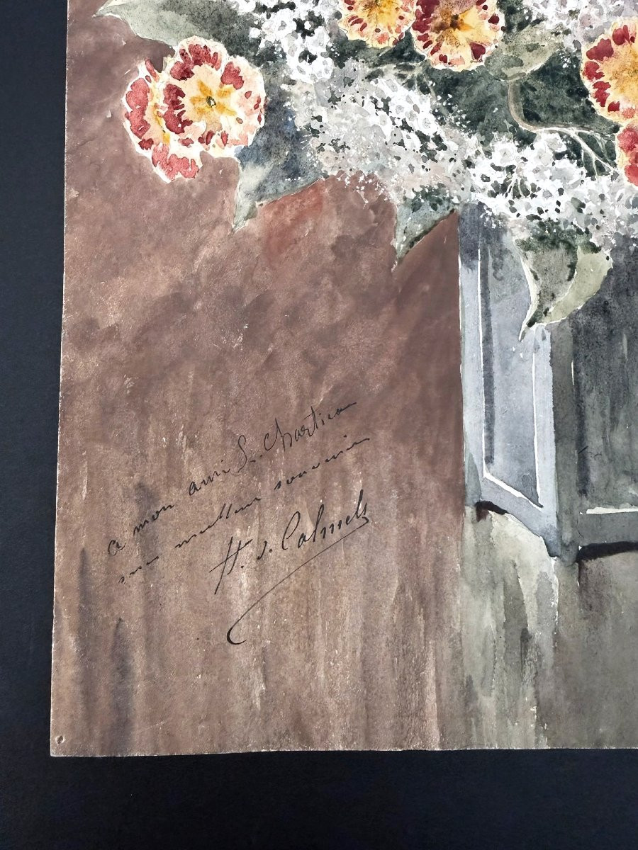 Watercolor On Paper By Henri De Calmels, 19th Century-photo-3
