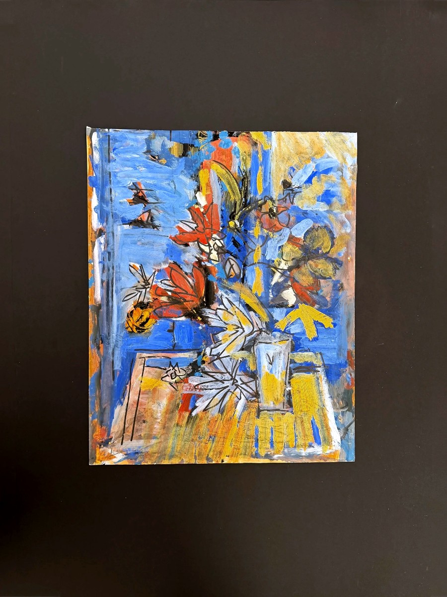 Peinture Huile sur papier signé, vers 1970