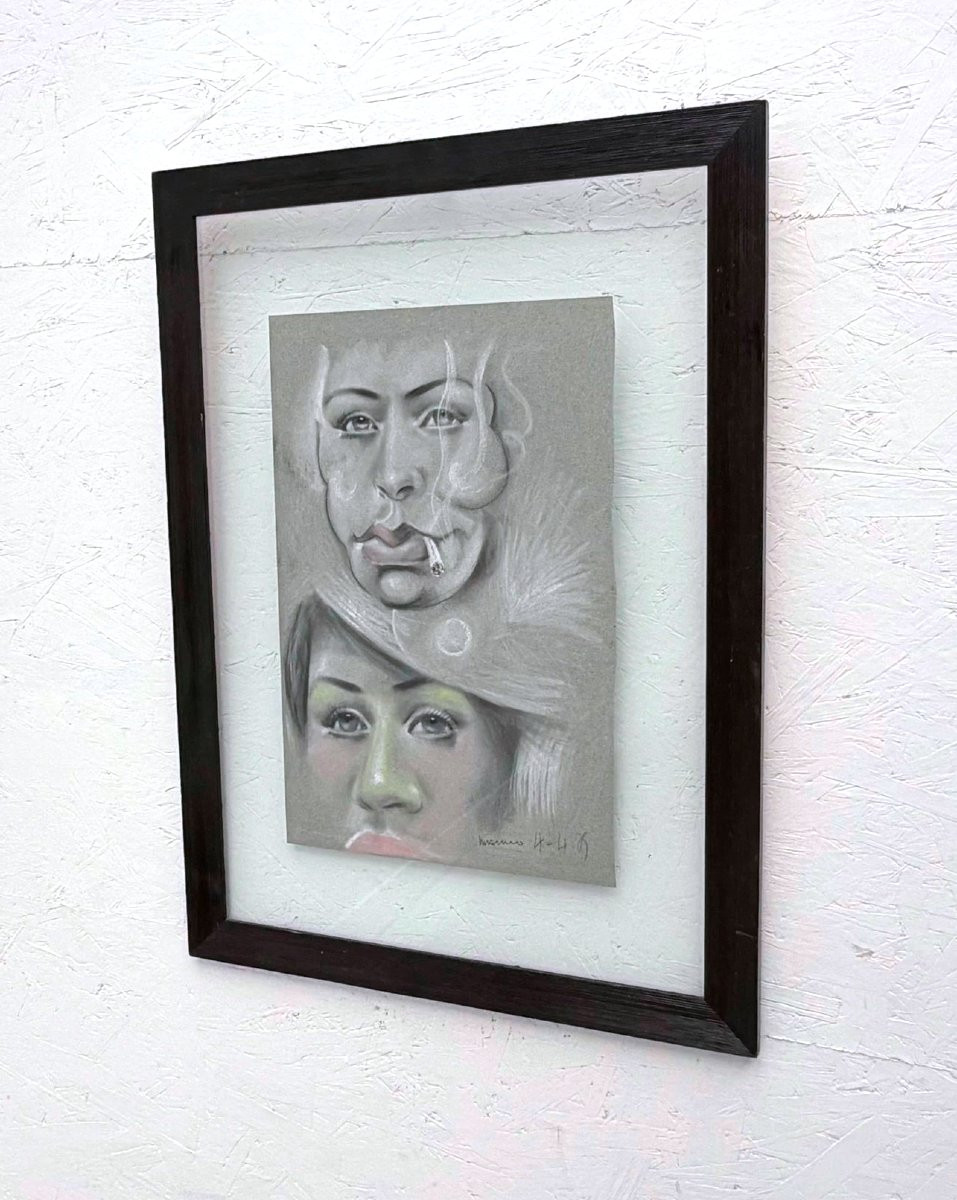 Pastel On Paper By Marino, 1975-photo-2