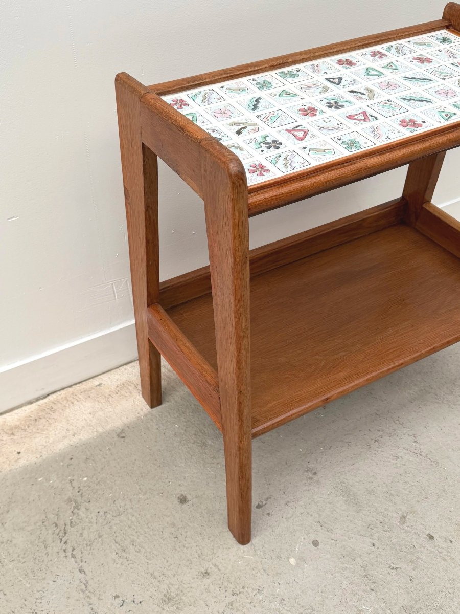 Wood And Ceramic Side Table, France 1950-photo-4