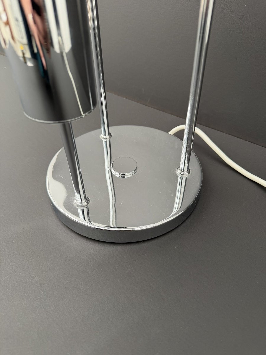 Opaline And Chrome Lamp, Italy 1970-photo-1