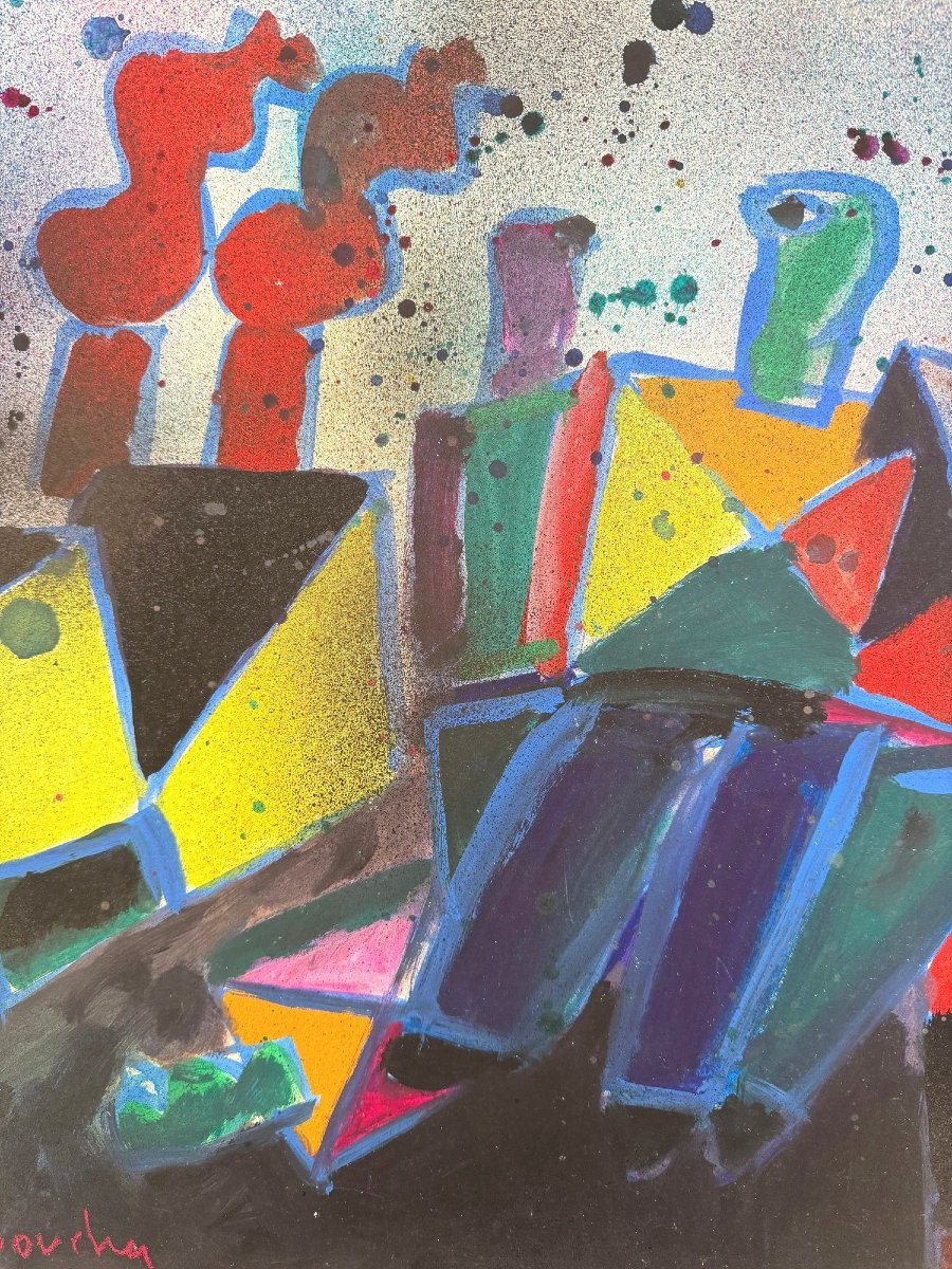 Mixed Media On Paper By Alain Michel Boucher (1944-2020), 1980-photo-2