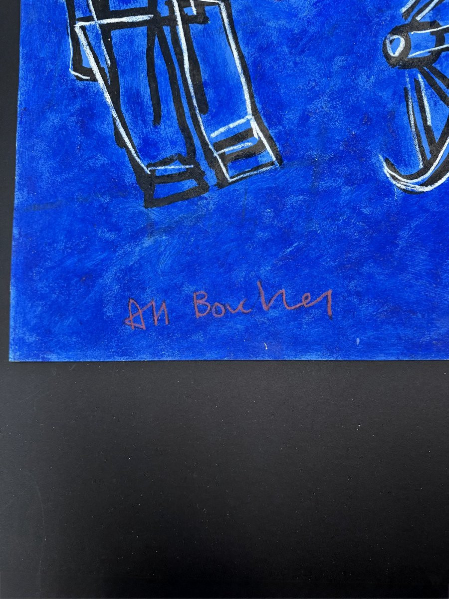 Mixed Media On Paper By Alain Michel Boucher (1944-2020)-photo-2