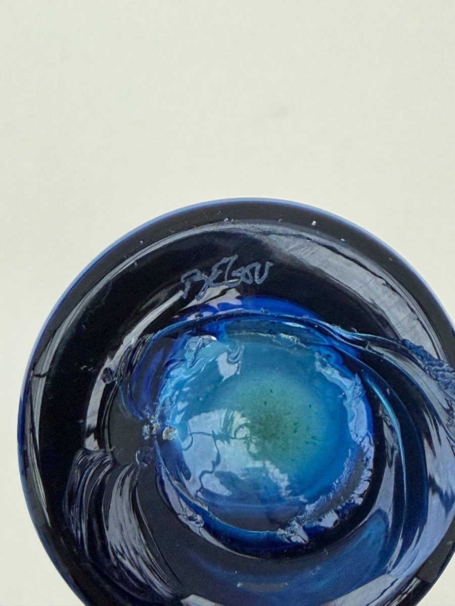 Vase de Marisa et Alain BEGOU en verre soufflé, France 1980  -photo-4