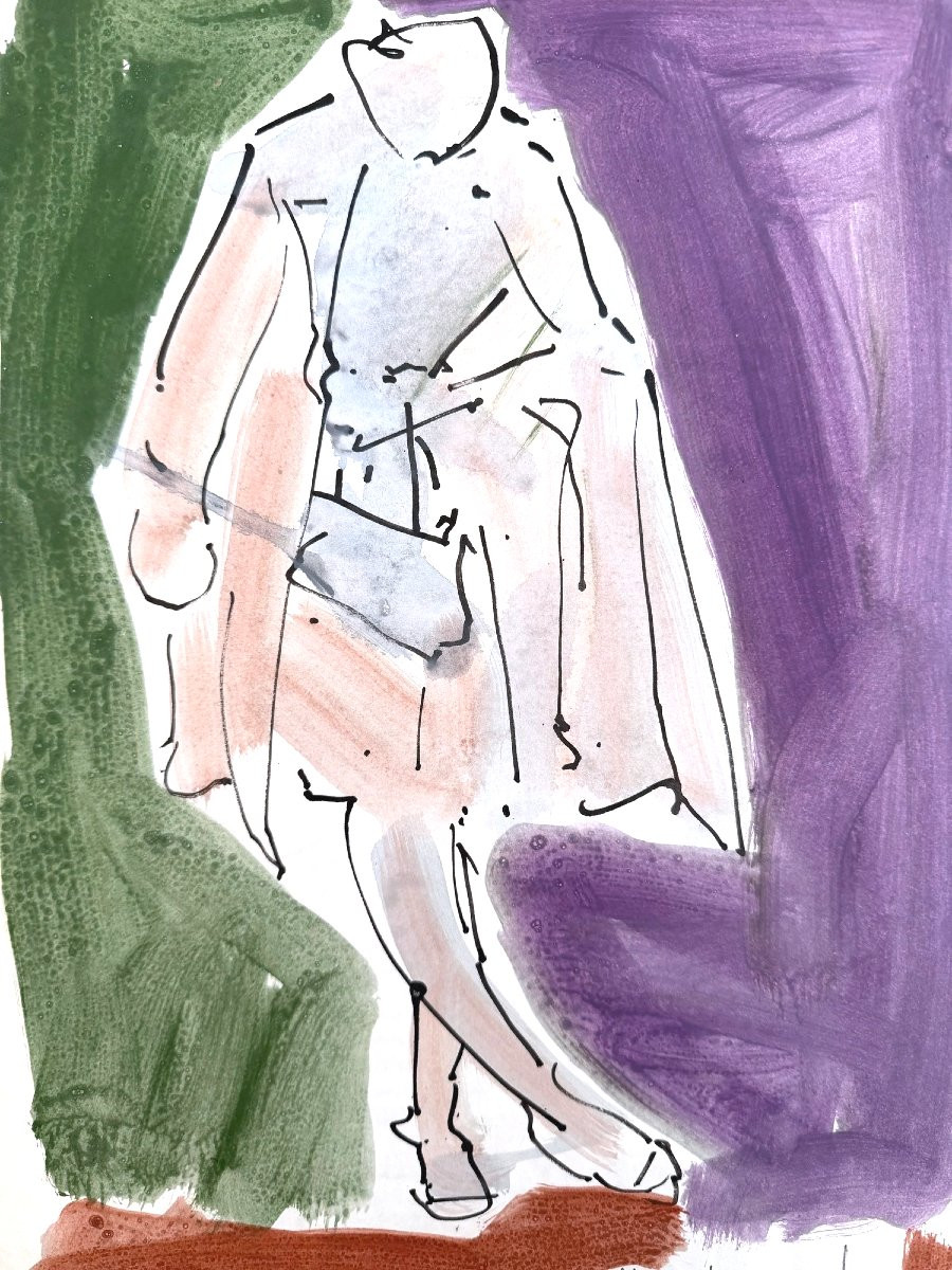 Mixed Media On Paper By Alain Michel Boucher (1944-2020), 1980-photo-2