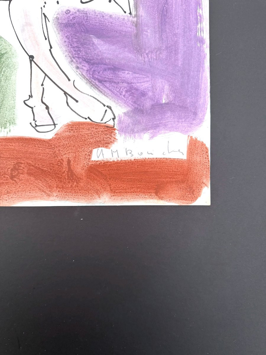 Mixed Media On Paper By Alain Michel Boucher (1944-2020), 1980-photo-3