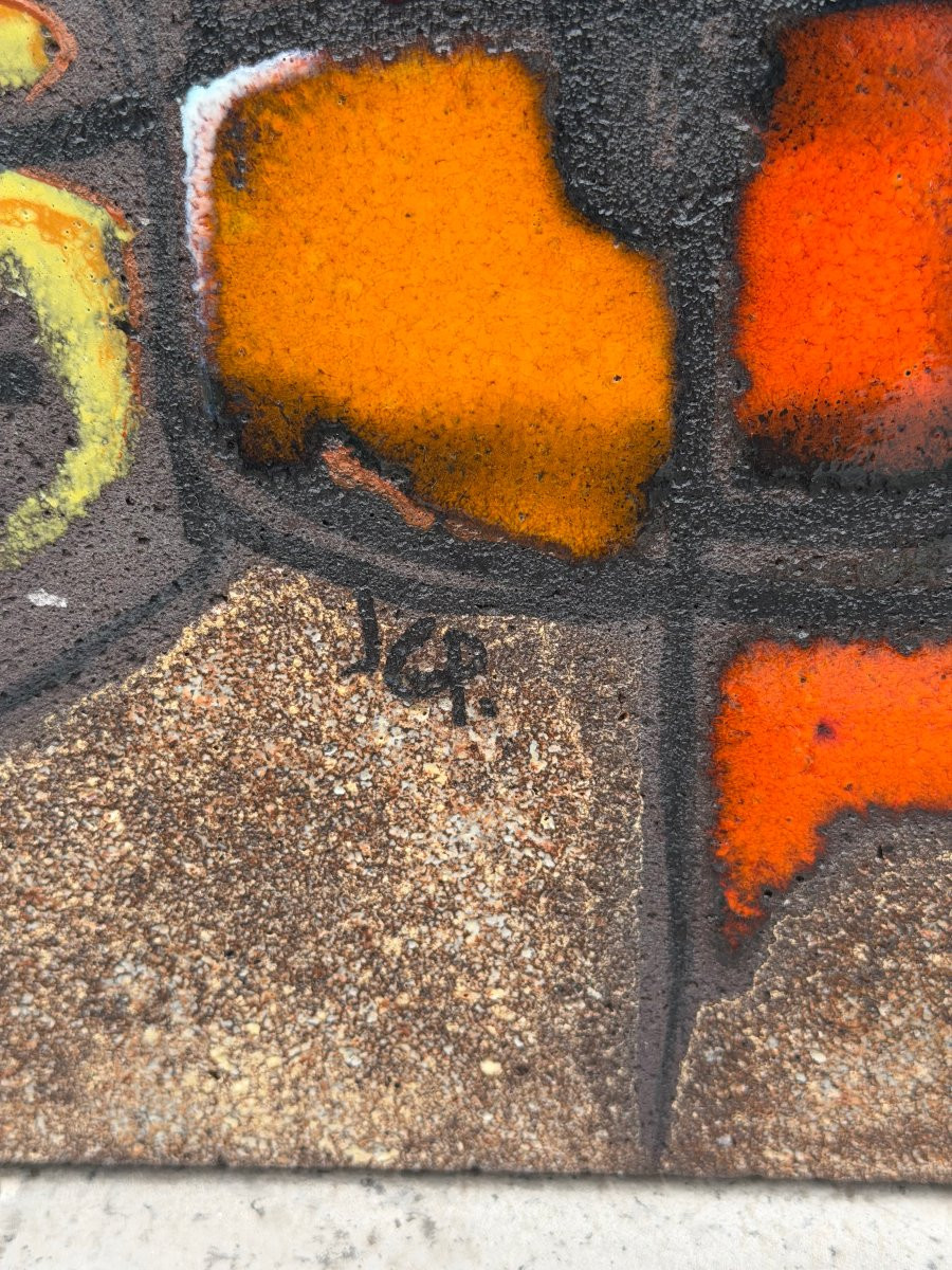 Plaque murale de JG PICARD en pierre de lave émaillée, 1970   -photo-4