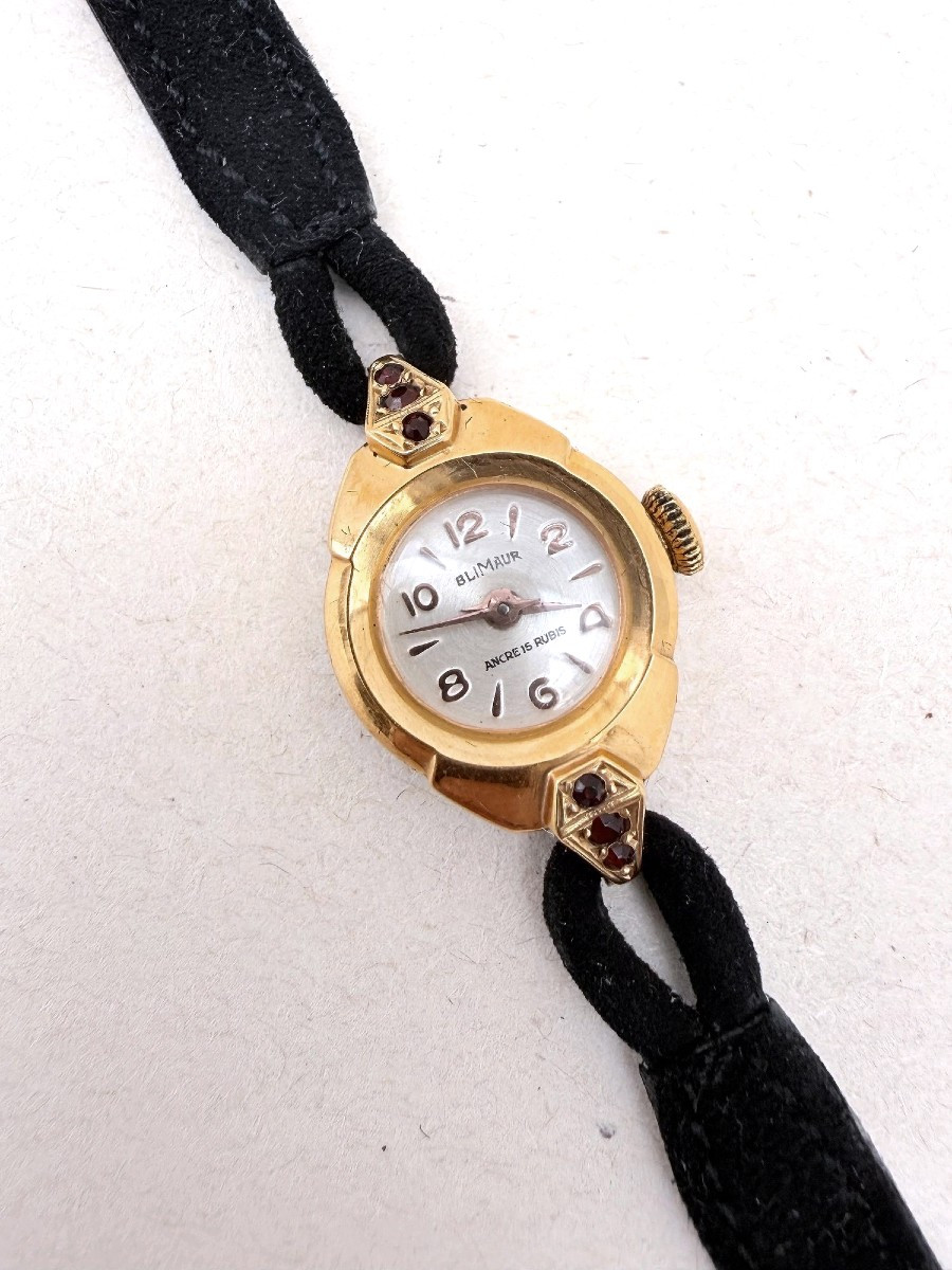 Blimaur Women's Mechanical Gold-plated And Garnet Watch, France 1950