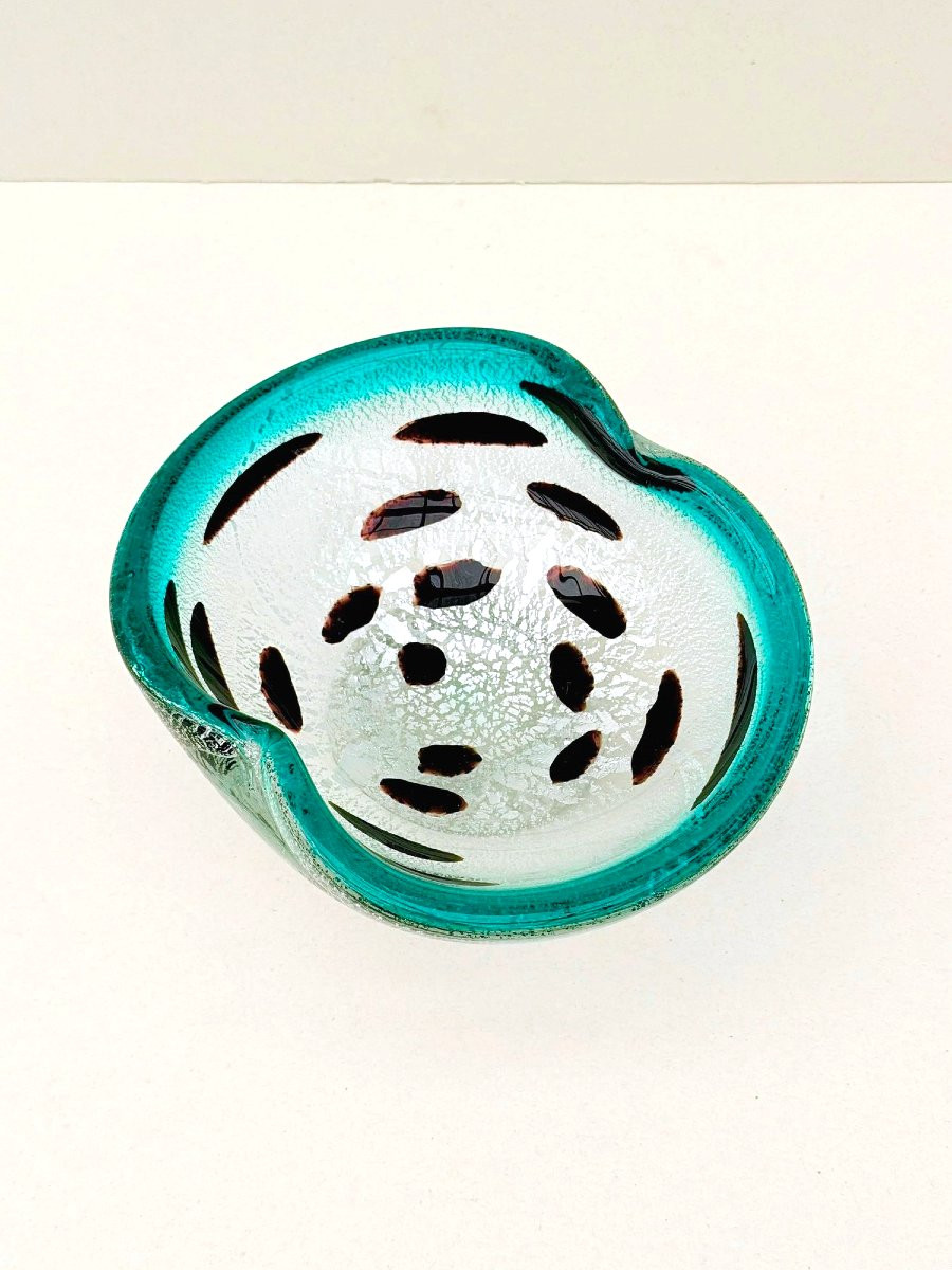 Murano Pocket Organizer In Blown Glass With Silver Inlays, Italy 1960-photo-2