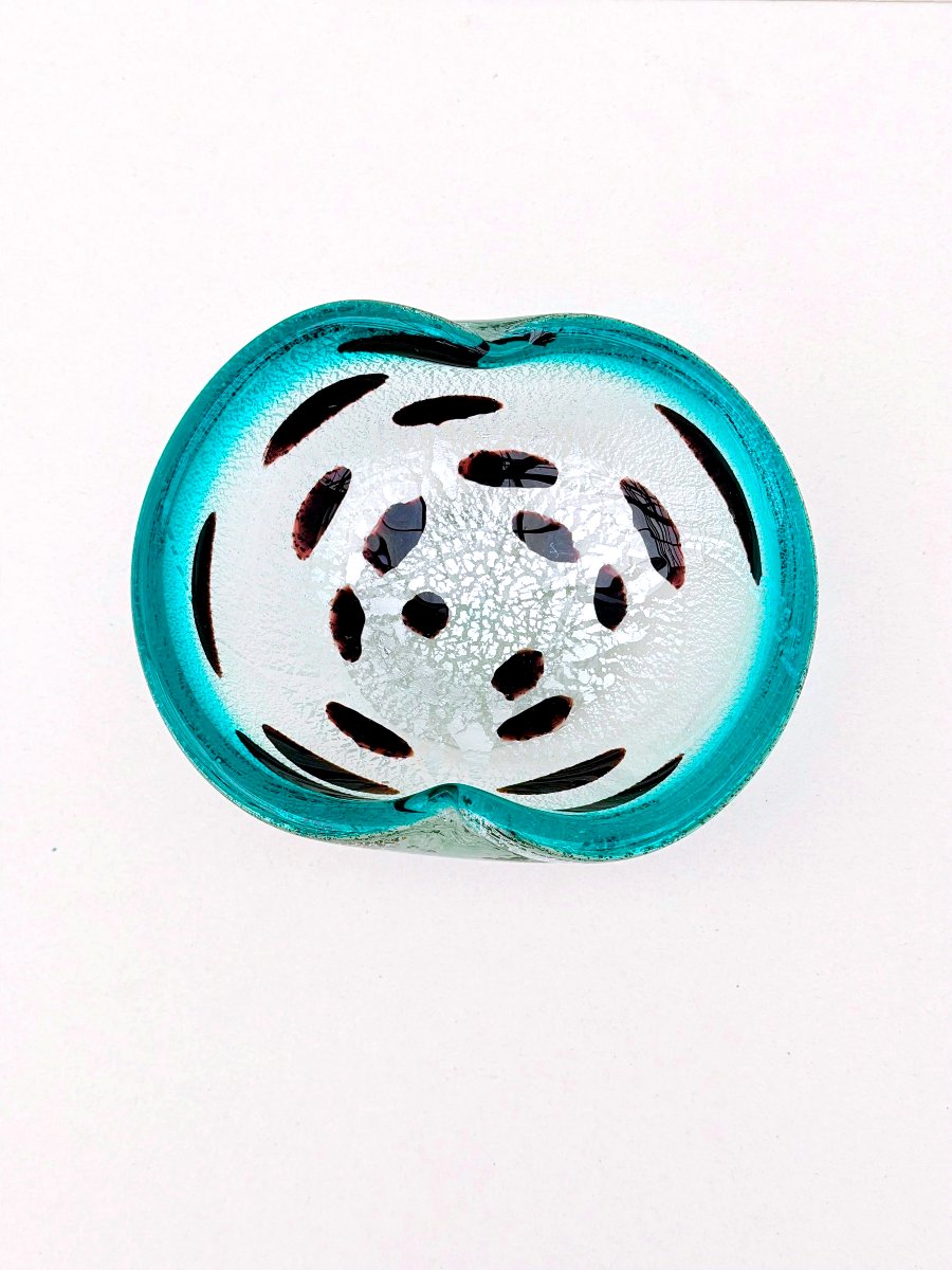 Murano Pocket Organizer In Blown Glass With Silver Inlays, Italy 1960-photo-2
