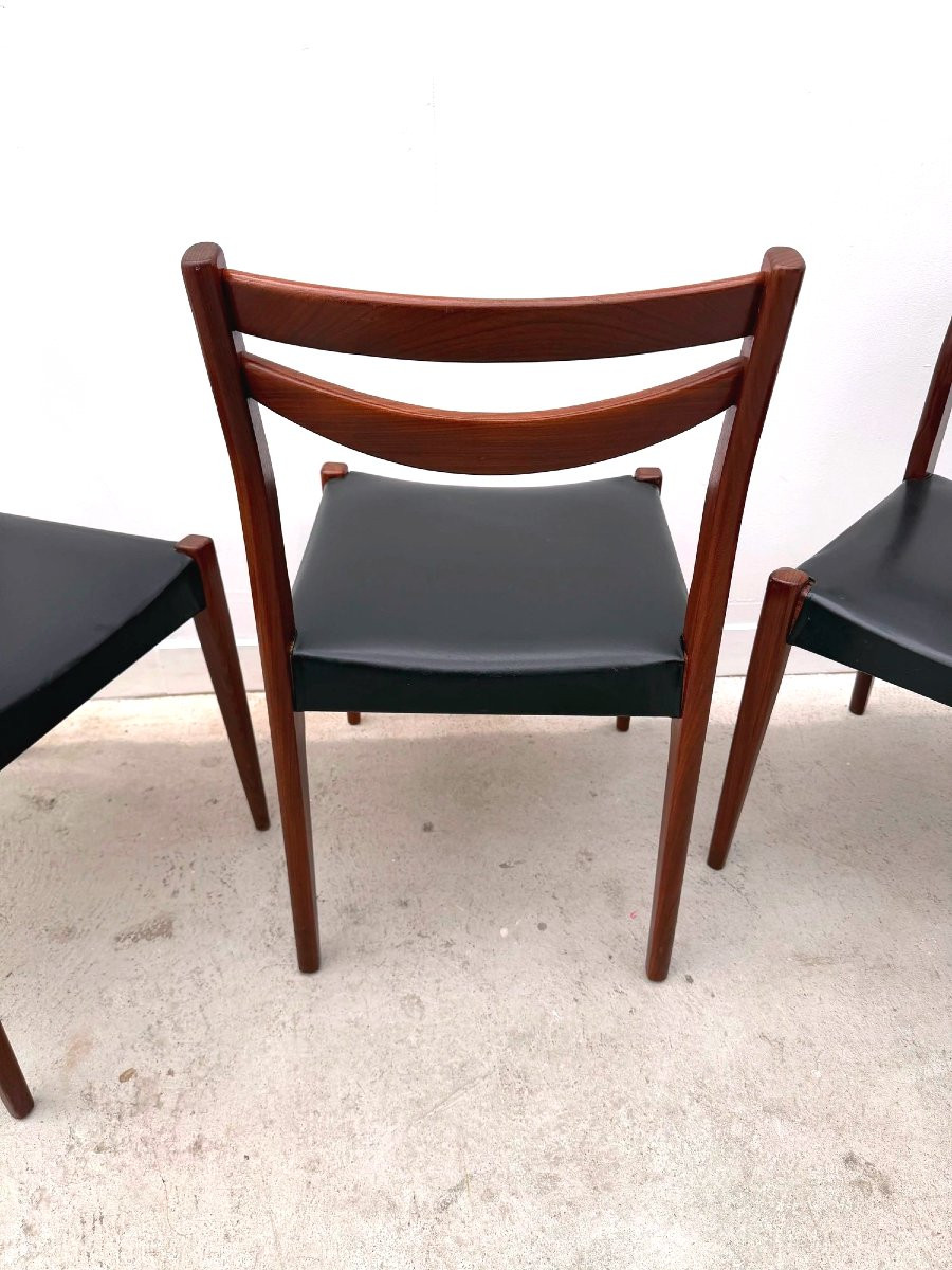 Ensemble de 6 chaises de style Scandinave en palissandre et simili cuir, 1960-photo-7