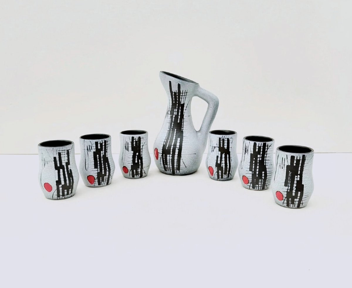 Ceramic Orangeade Set By François Caleca - Vallauris, France 1960-photo-3