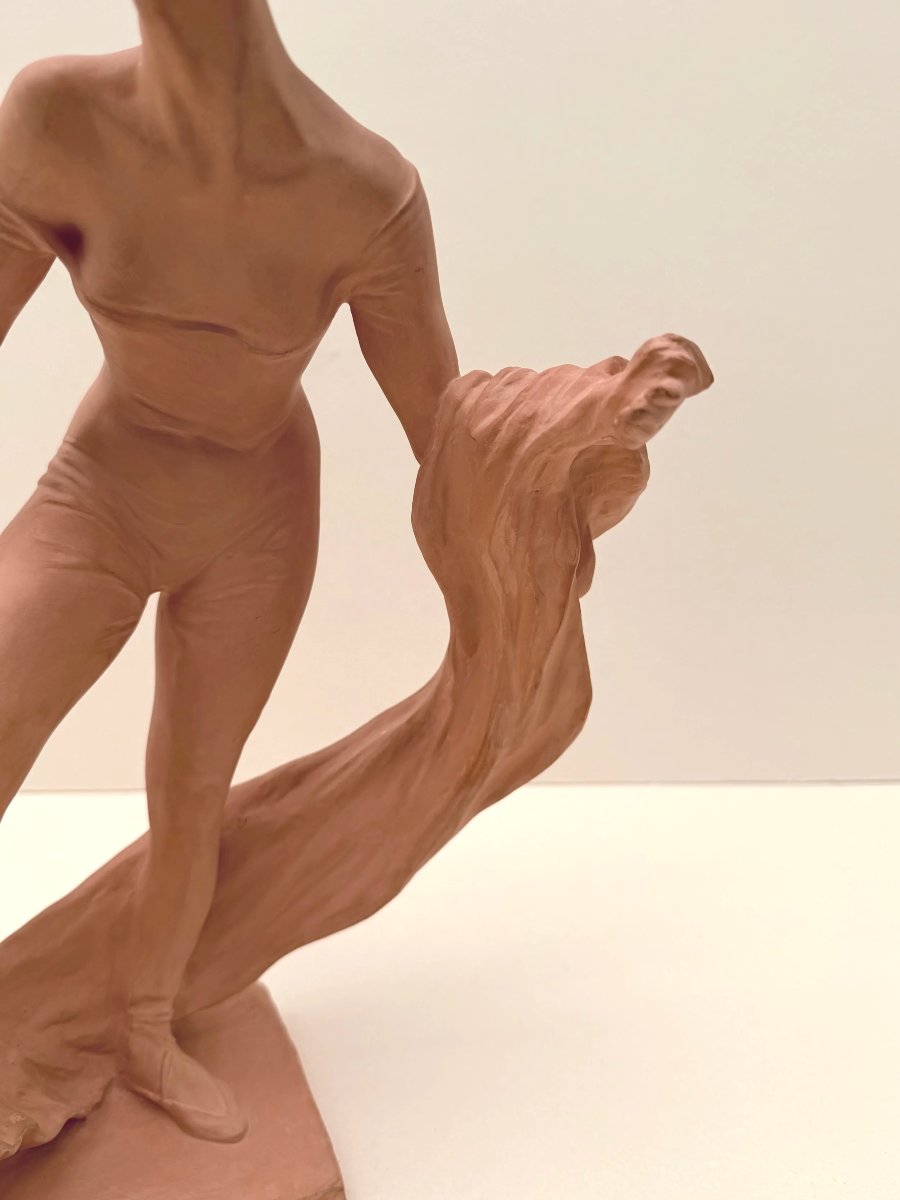 Sculpture "Danseuse MERCEDES DASSY" de Marc DAUTRY en terre cuite, France 1990  -photo-3