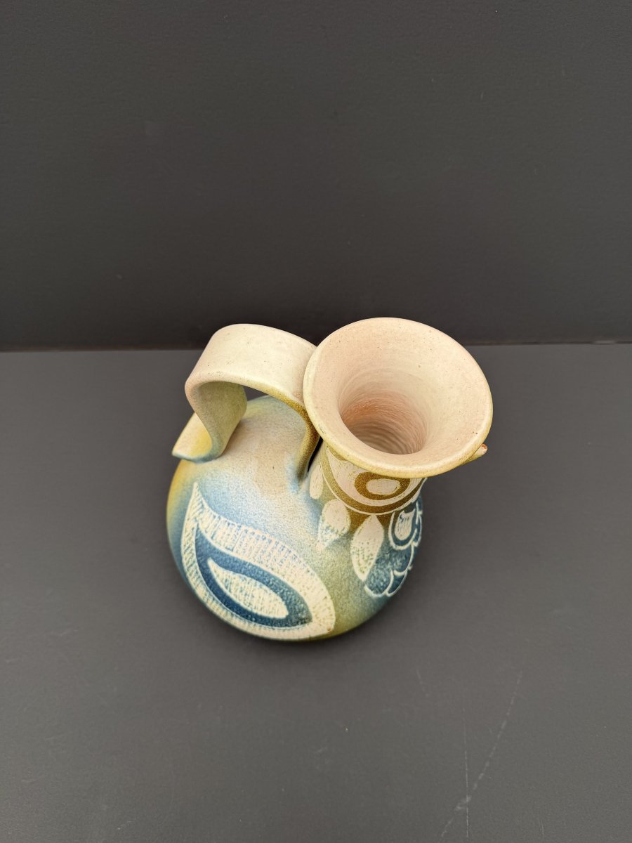 Ceramic Pitcher, Signed, 1970-photo-3