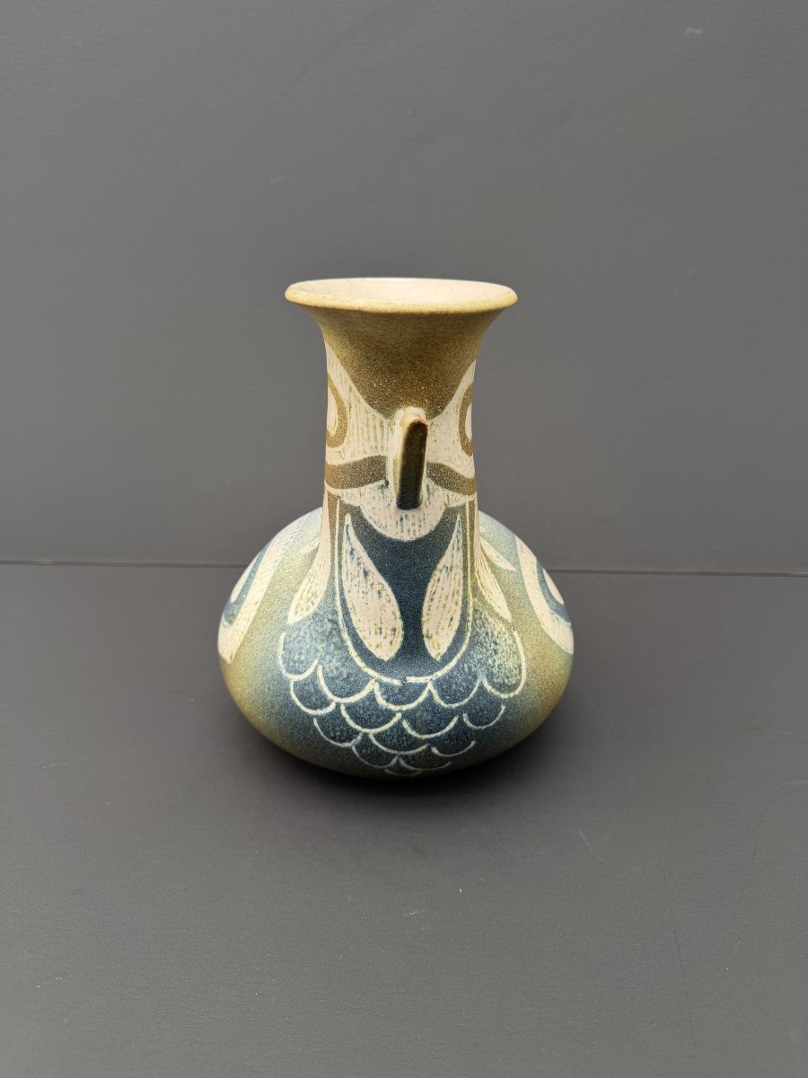 Ceramic Pitcher, Signed, 1970-photo-3