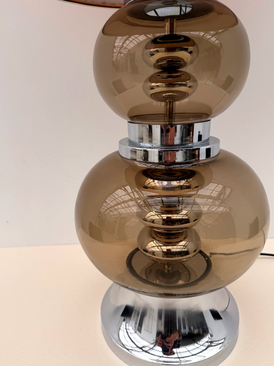 Lampe de Joseph Richard ESSIG en verre fumé et chrome, Allemagne 1970  -photo-2