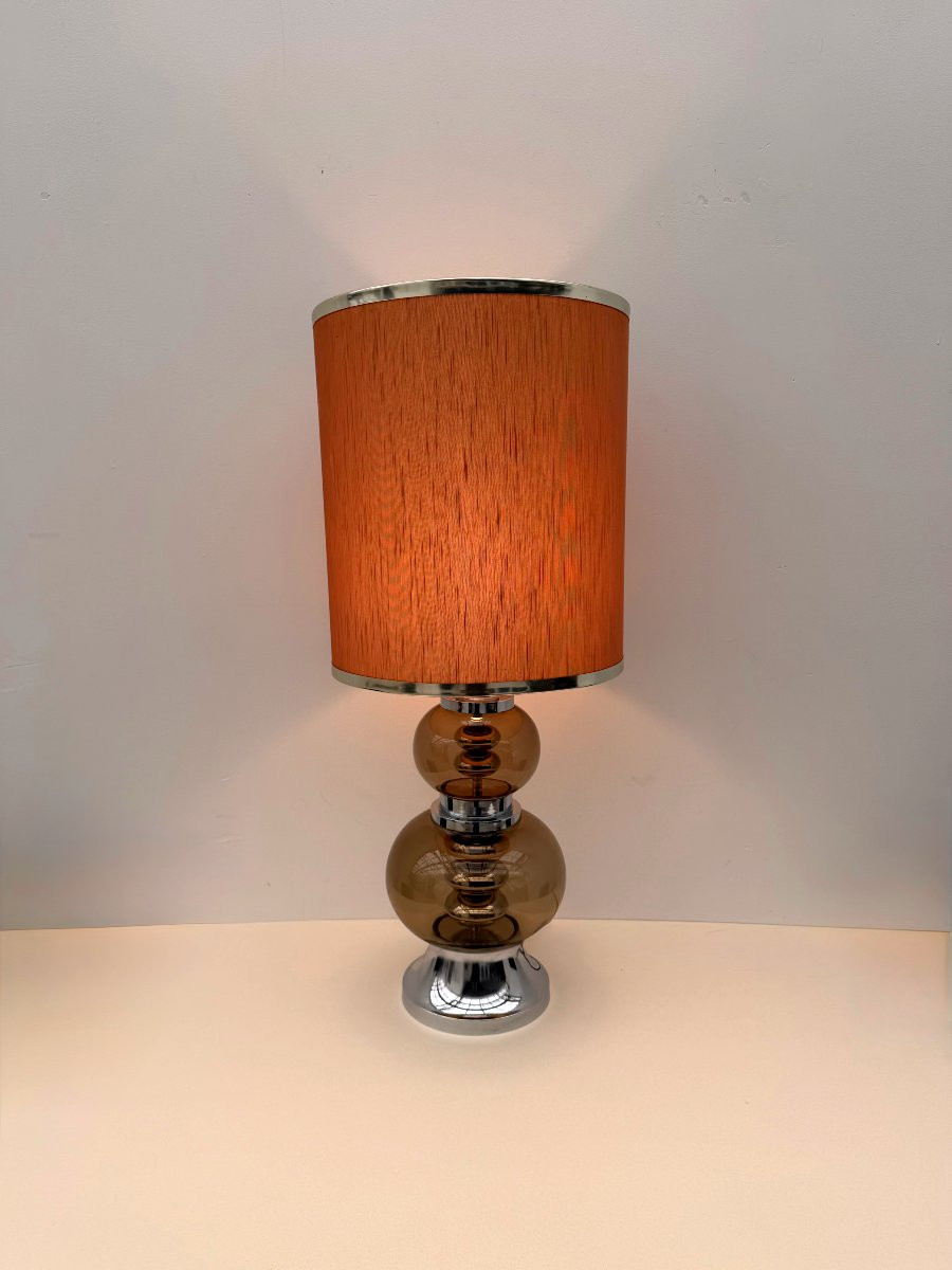 Lampe de Joseph Richard ESSIG en verre fumé et chrome, Allemagne 1970  -photo-4
