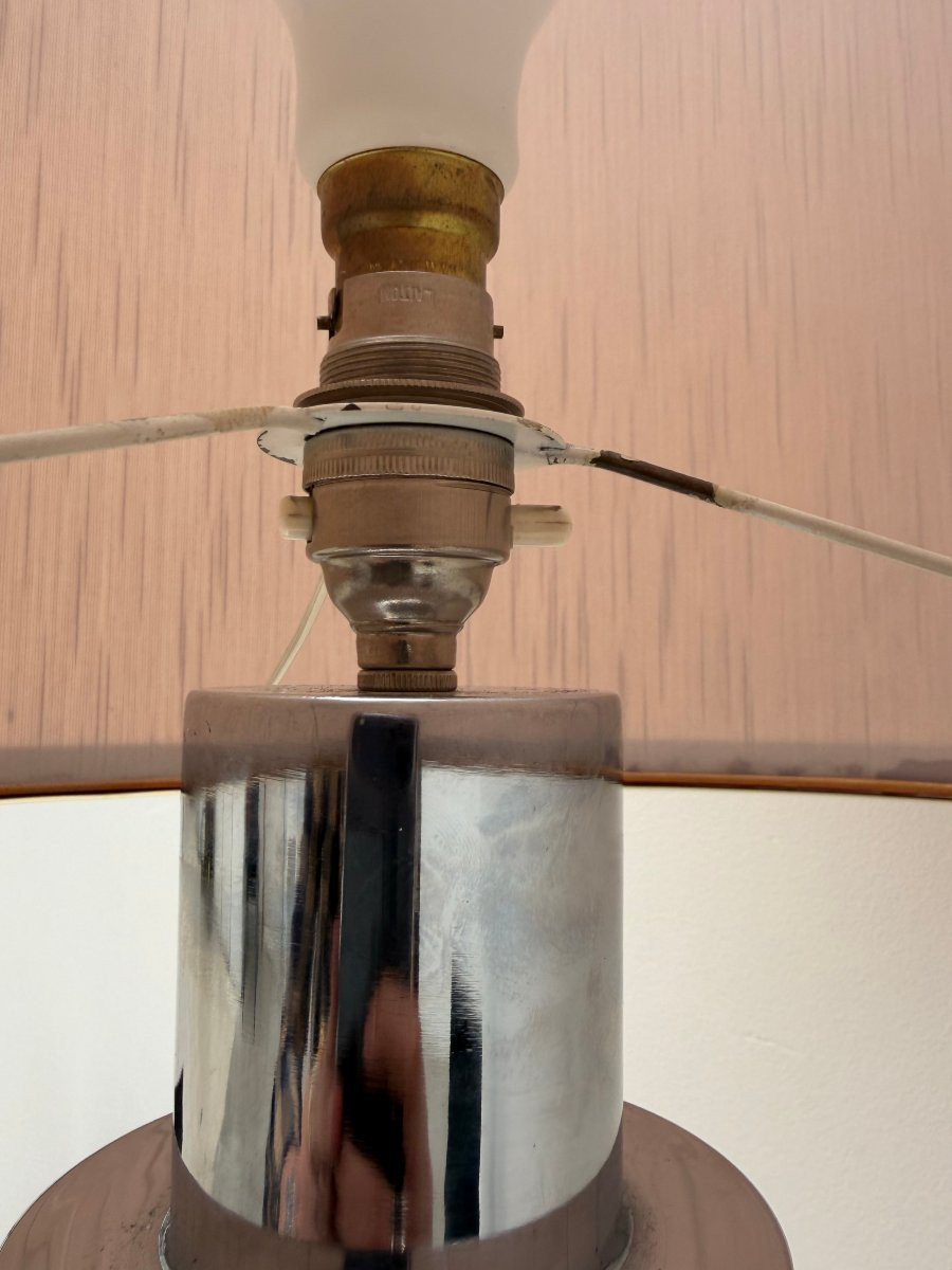 Lampe de Joseph Richard ESSIG en verre fumé et chrome, Allemagne 1970  -photo-1