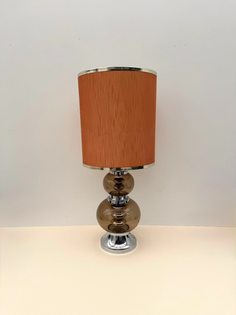 Lampe de Joseph Richard ESSIG en verre fumé et chrome, Allemagne 1970  