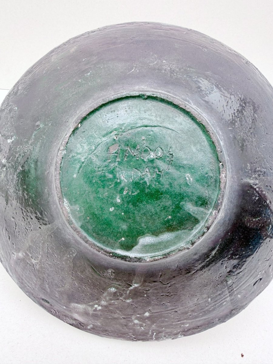 Vase pique-fleurs en céramique signée, 1960  -photo-6