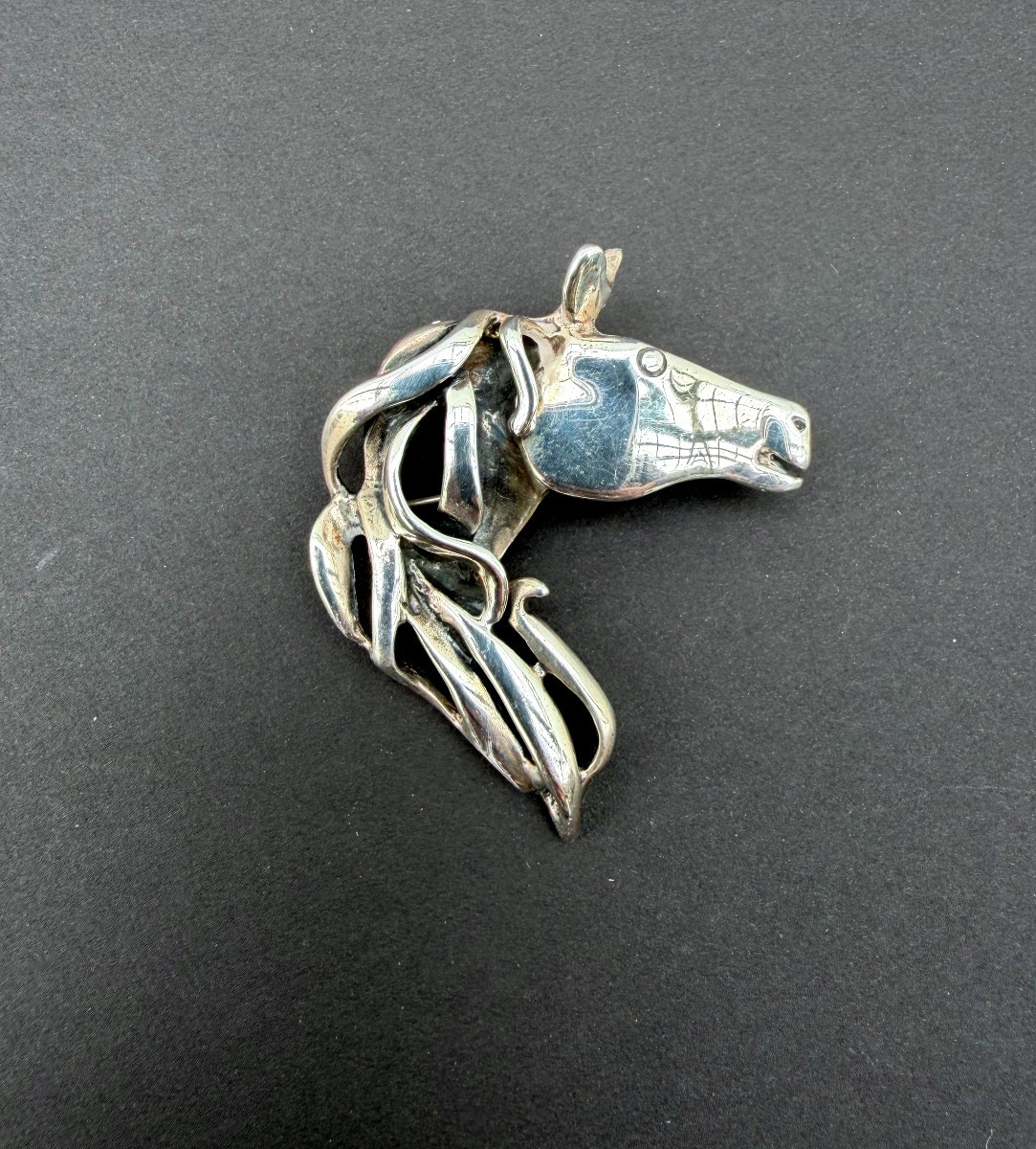 Pendentif - broche Cheval en Argent Massif 925  
