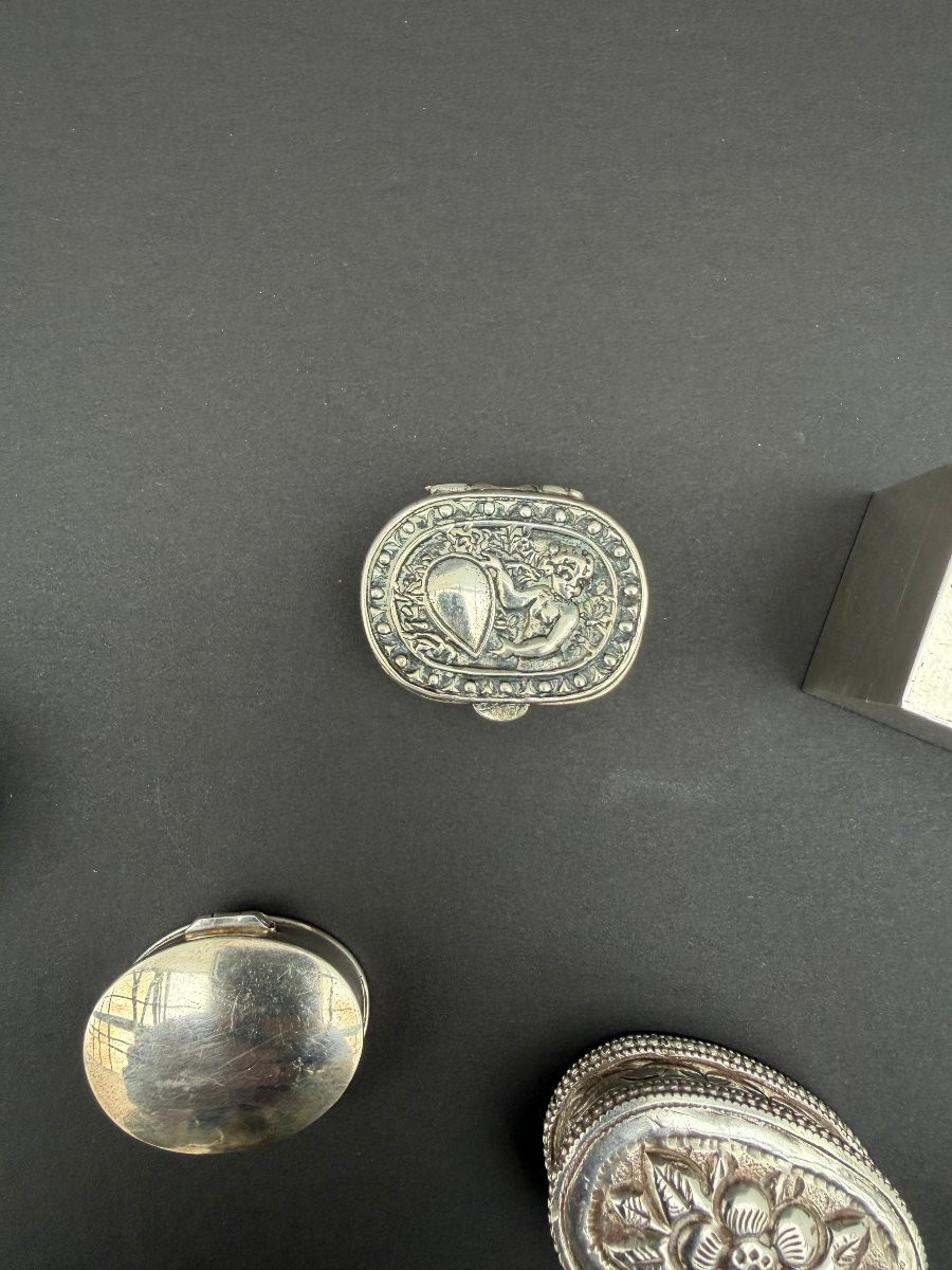 5 Boites a pillules en Argent massif -photo-3