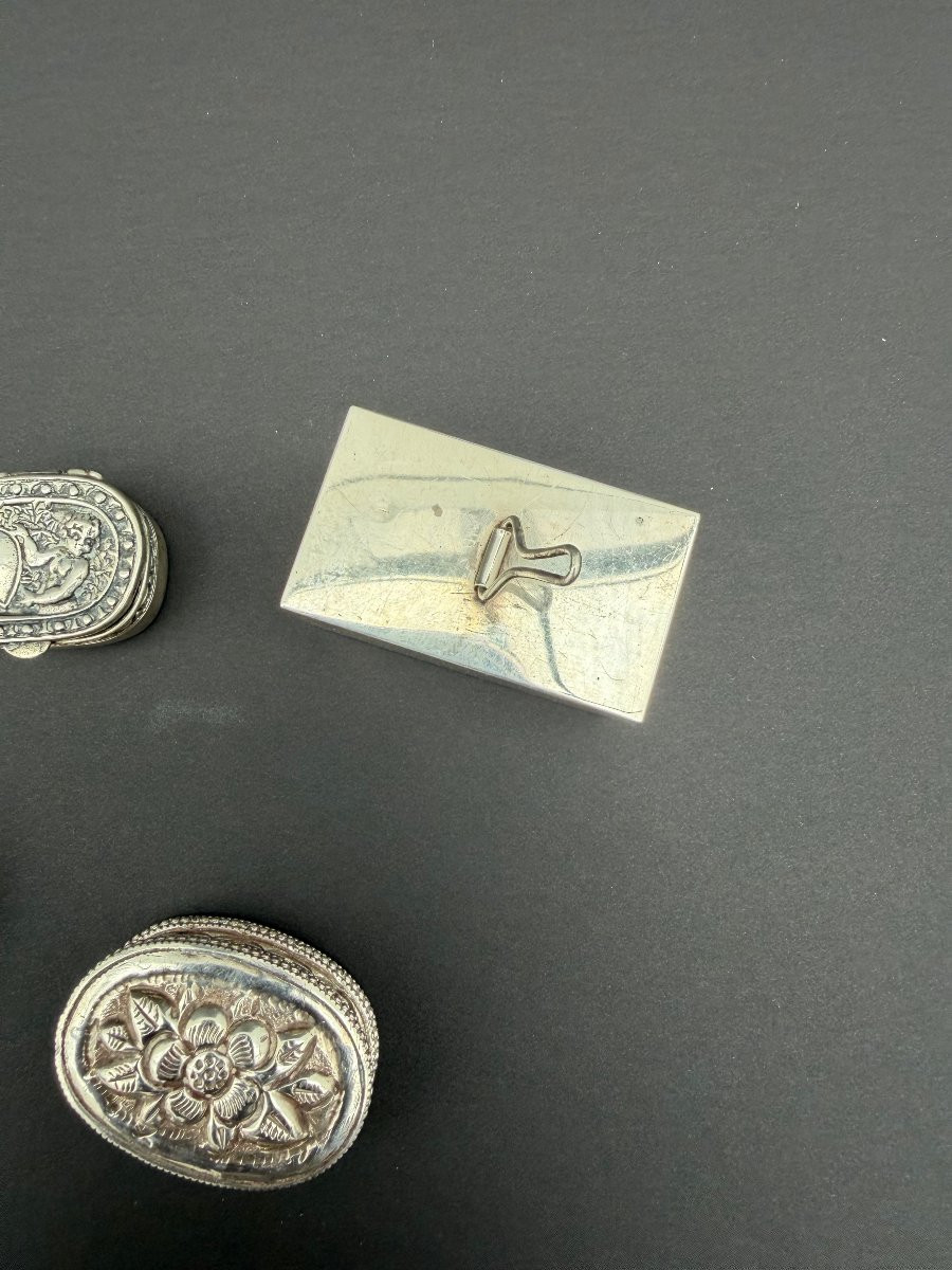 5 Boites a pillules en Argent massif -photo-1