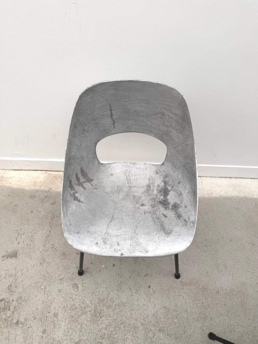 Chaises "Tulipe" de Pierre GUARICHE  édition Steiner en aluminium, France 1950   -photo-3