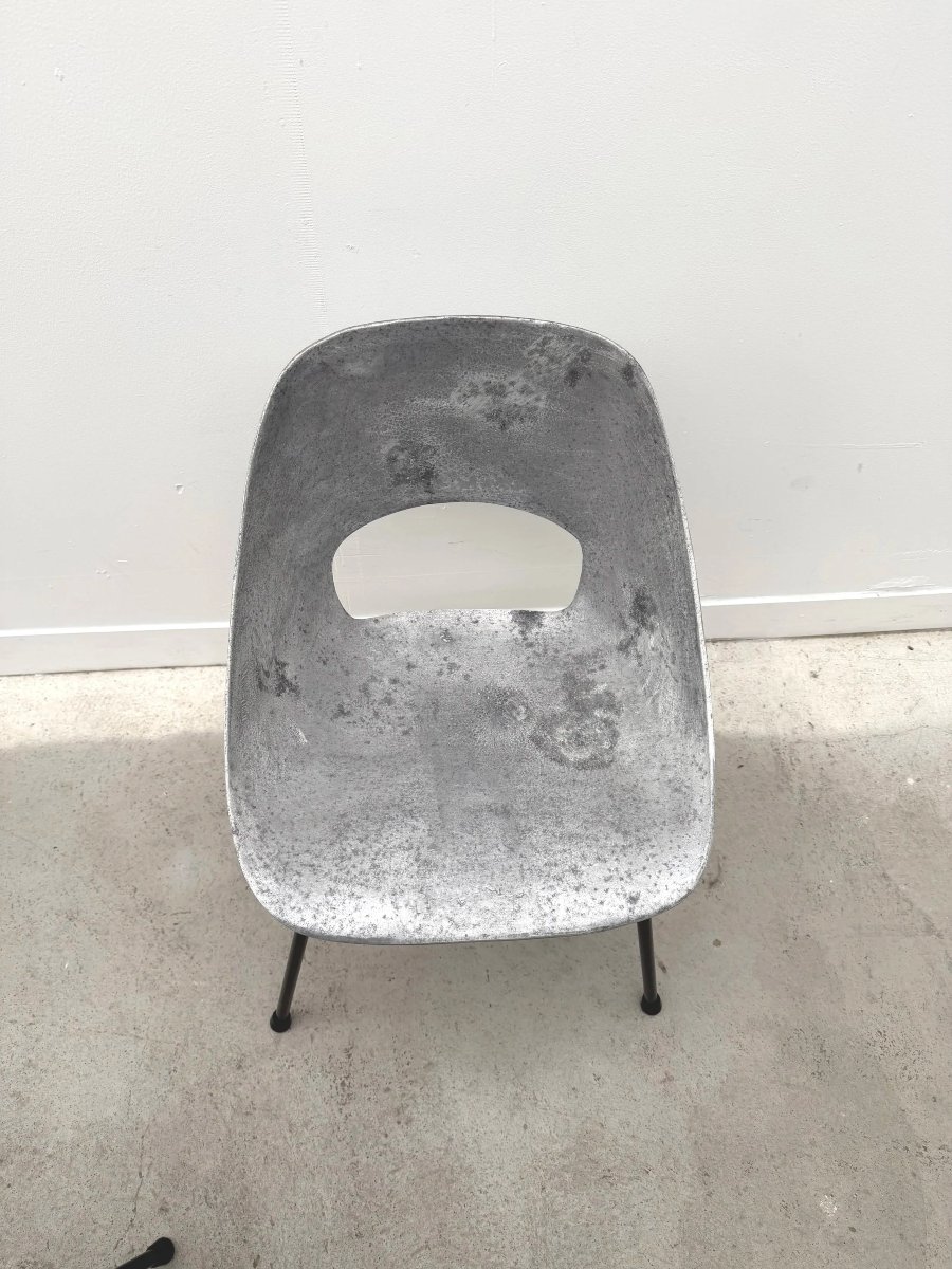 Chaises "Tulipe" de Pierre GUARICHE  édition Steiner en aluminium, France 1950   -photo-4