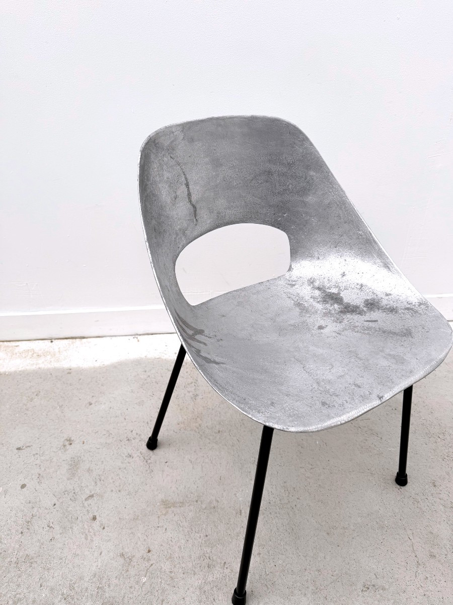 Chaise "Tulipe" de Pierre GUARICHE  édition Steiner en aluminium, France 1950   -photo-3
