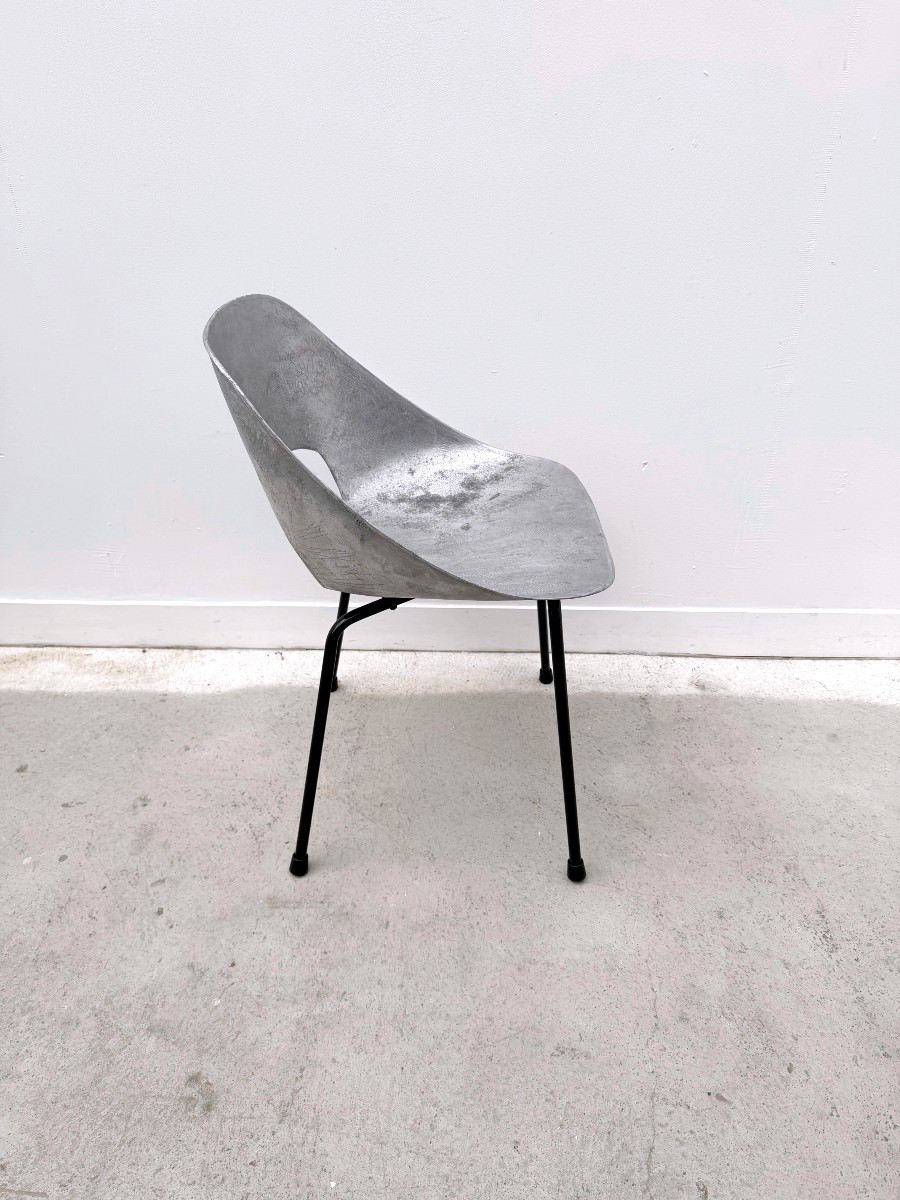 Chaise "Tulipe" de Pierre GUARICHE  édition Steiner en aluminium, France 1950   -photo-4