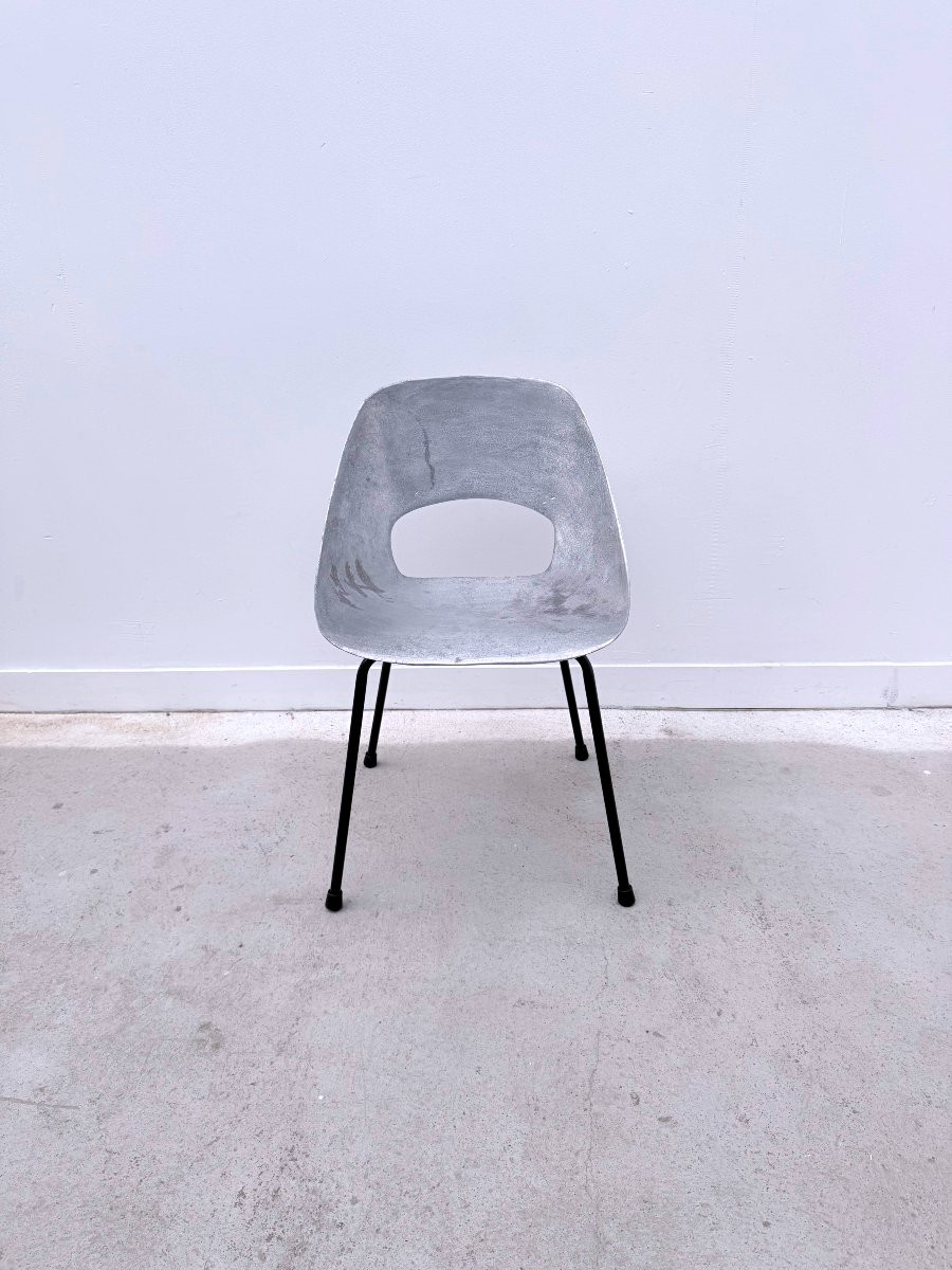 Chaise "Tulipe" de Pierre GUARICHE  édition Steiner en aluminium, France 1950   -photo-3