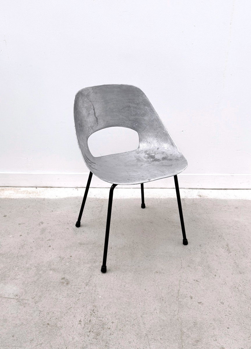 Chaise "Tulipe" de Pierre GUARICHE  édition Steiner en aluminium, France 1950   