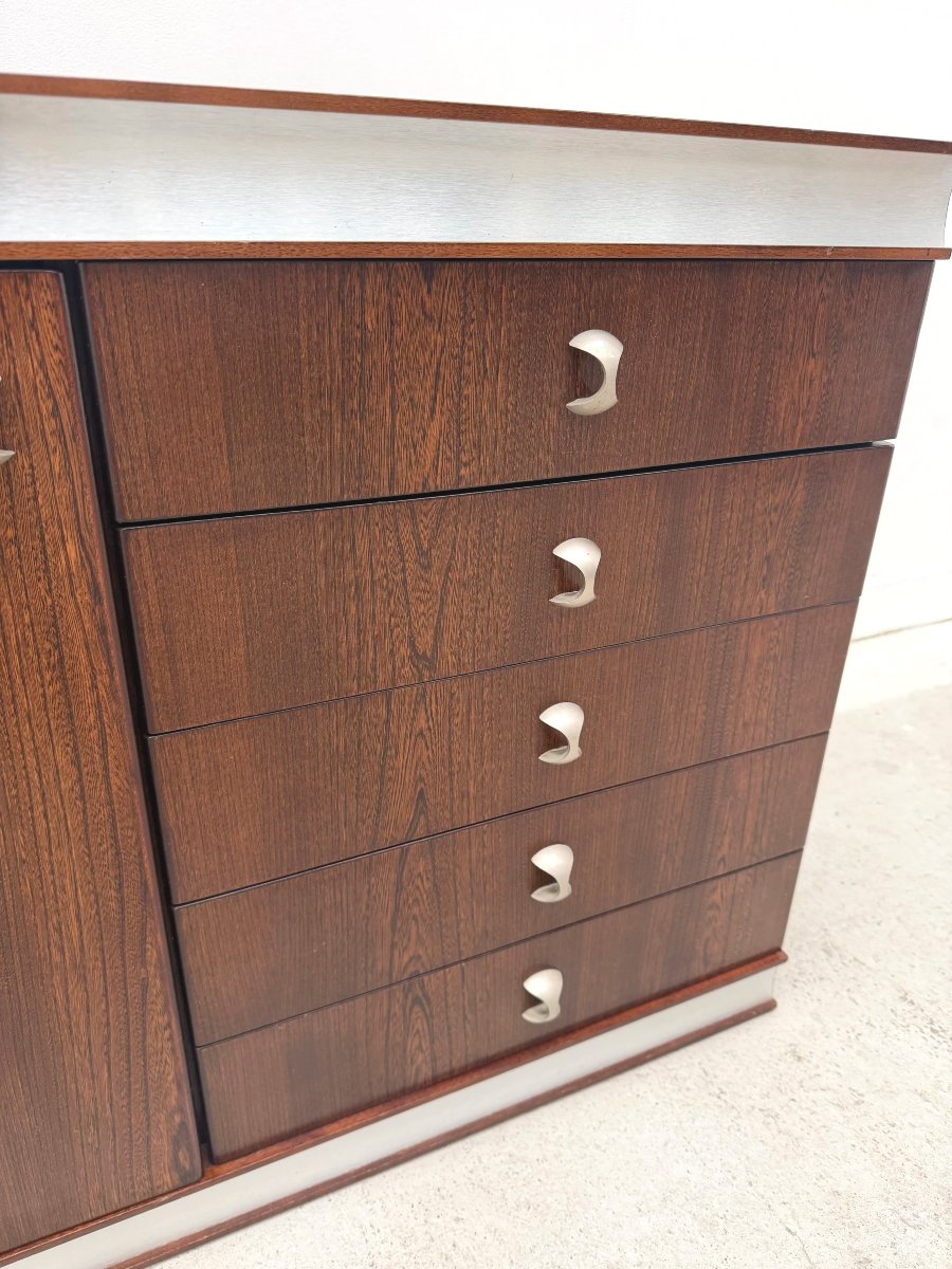 Commode en bois et aluminium, France 1970  -photo-3