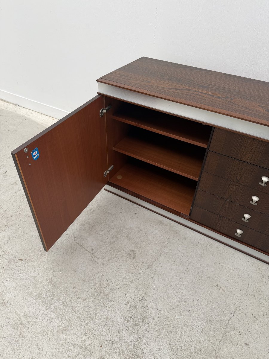 Commode en bois et aluminium, France 1970  -photo-3