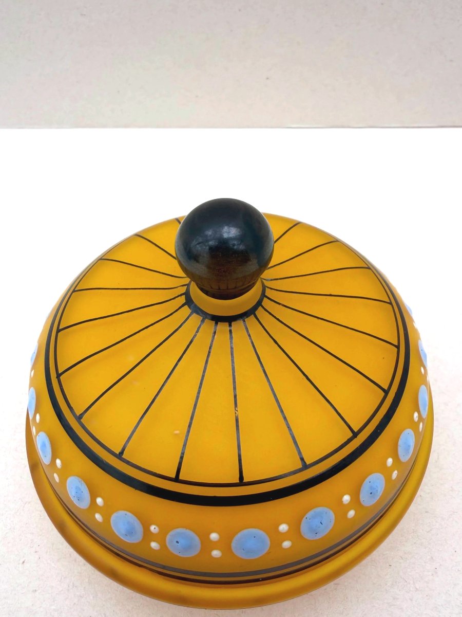 Boite en verre émaillé Art Déco, France 1930  -photo-3