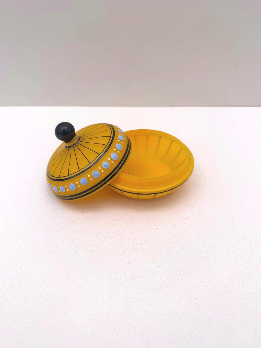 Boite en verre émaillé Art Déco, France 1930  -photo-4