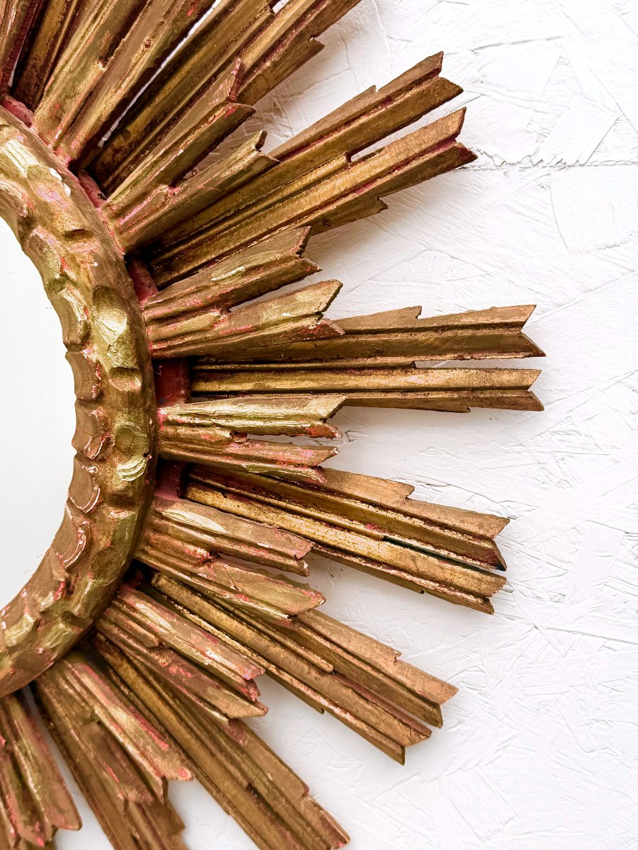 Large Giltwood Sunburst Mirror, 1960-photo-2