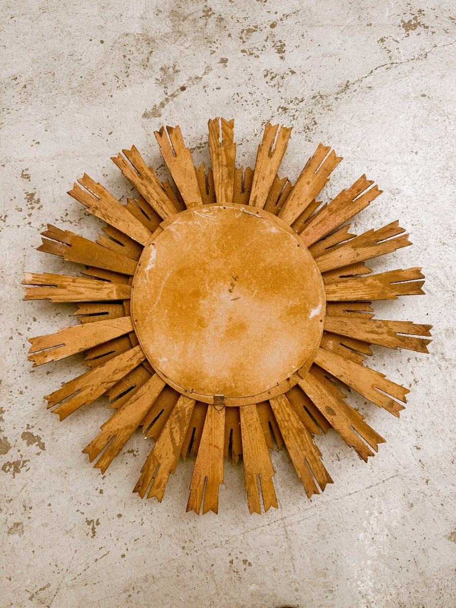 Large Giltwood Sunburst Mirror, 1960-photo-1