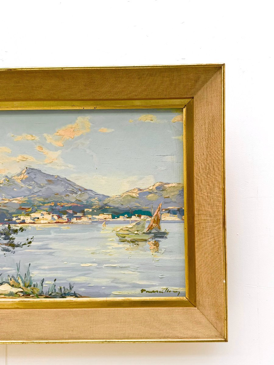 Painting On Wood Of The Golf De Saint Tropez Signed, Circa 1950-photo-4