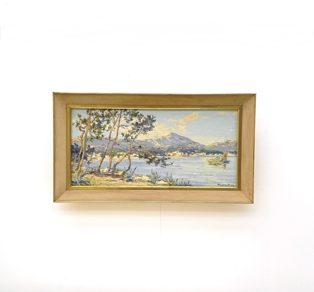Painting On Wood Of The Golf De Saint Tropez Signed, Circa 1950