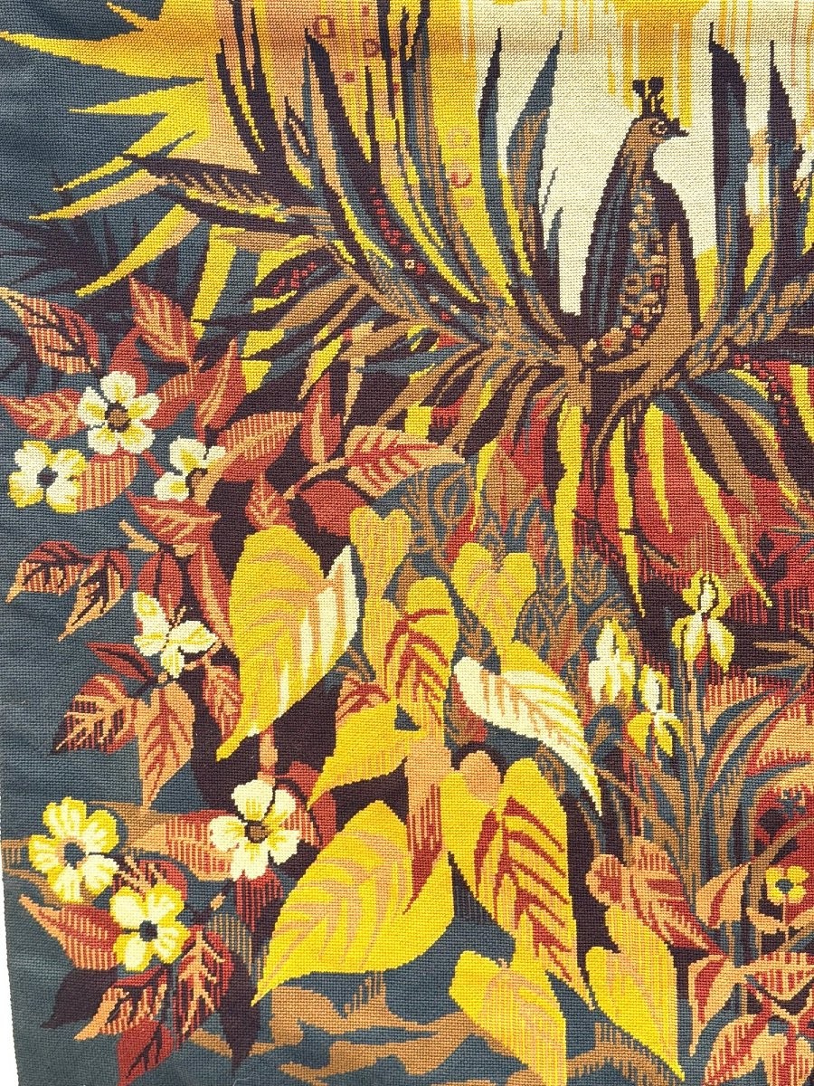 Tapisserie murale en Laine par Hervé LELONG, 1970  -photo-2