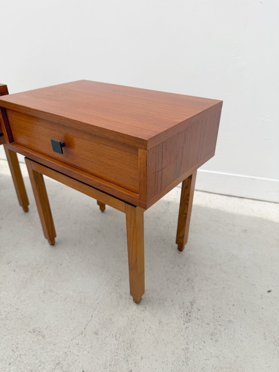 Paire de tables de chevet style Scandinave de MDK en Teck, Belgique 1960-photo-3