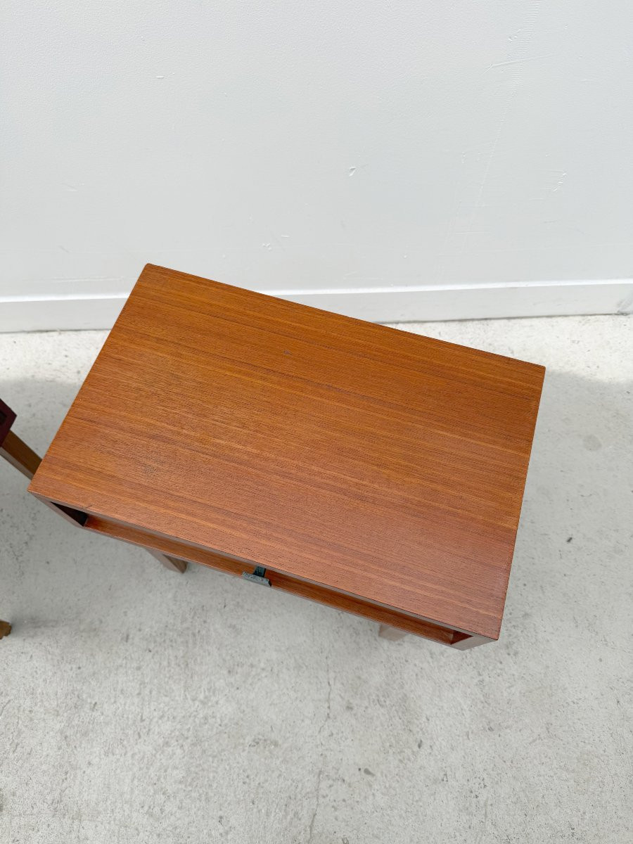 Paire de tables de chevet style Scandinave de MDK en Teck, Belgique 1960-photo-4