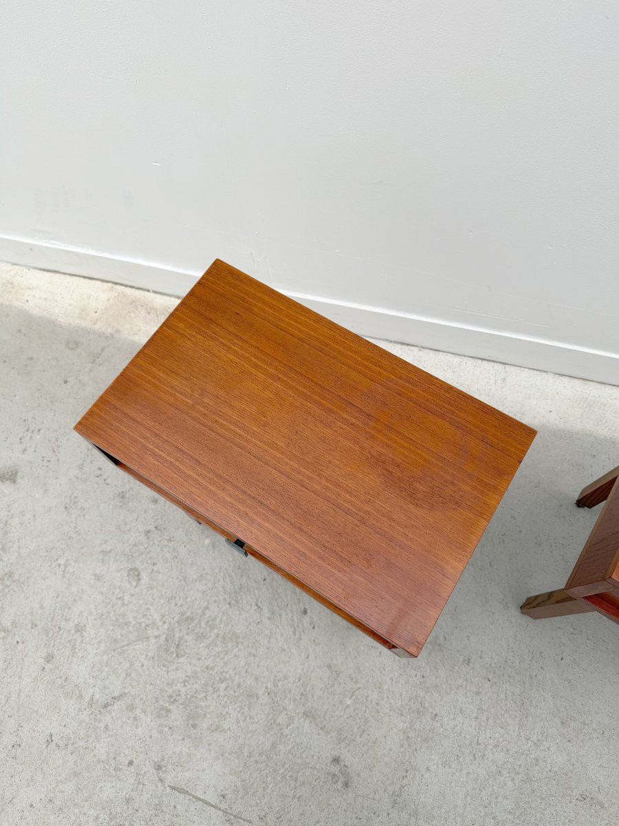 Paire de tables de chevet style Scandinave de MDK en Teck, Belgique 1960-photo-1